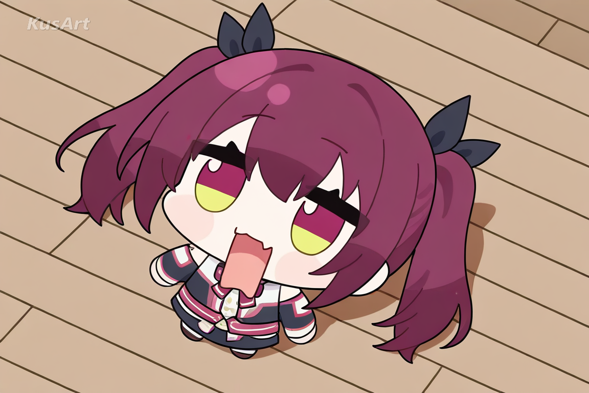 chibi character, larger than life presence, low angle heroic framing, cute chibi, dramatic upward perspective, high quality, masterpiece