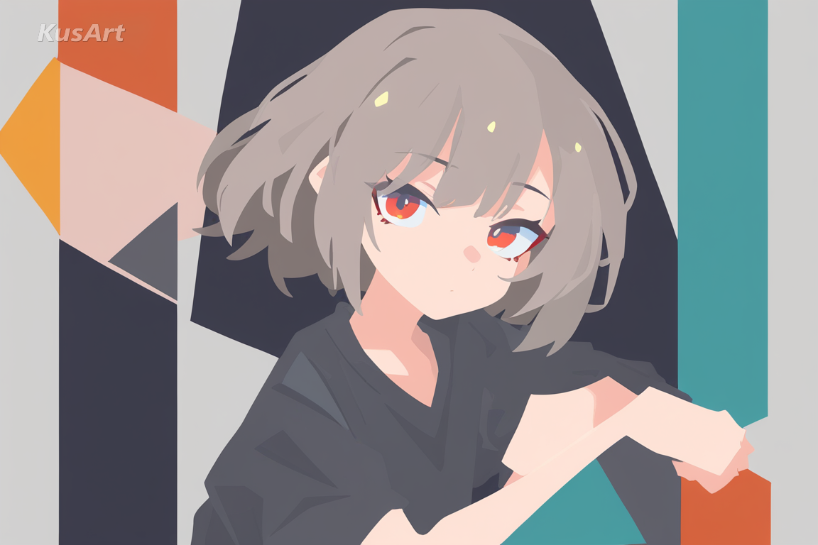 1girl, flat design style, no outline, flat color block shading, clean shapes, minimalist illustration, high quality, masterpiece