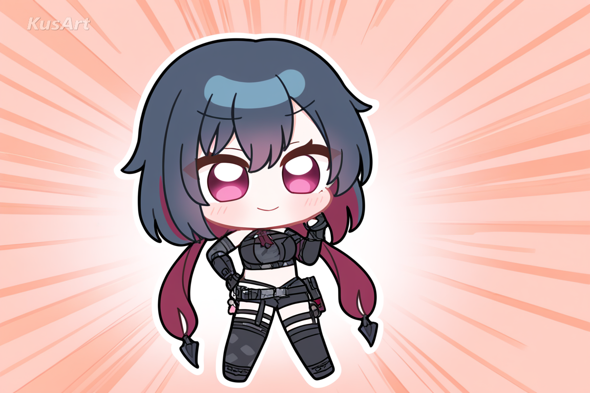 chibi character, social media reaction sticker, exaggerated cute expression, kawaii chibi art, glossy shine, high quality, masterpiece