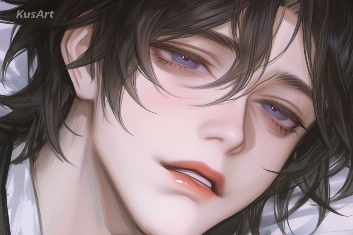 1boy, original character portrait, semi-realistic anime style, mature character design, soft painterly rendering, detailed face, high quality