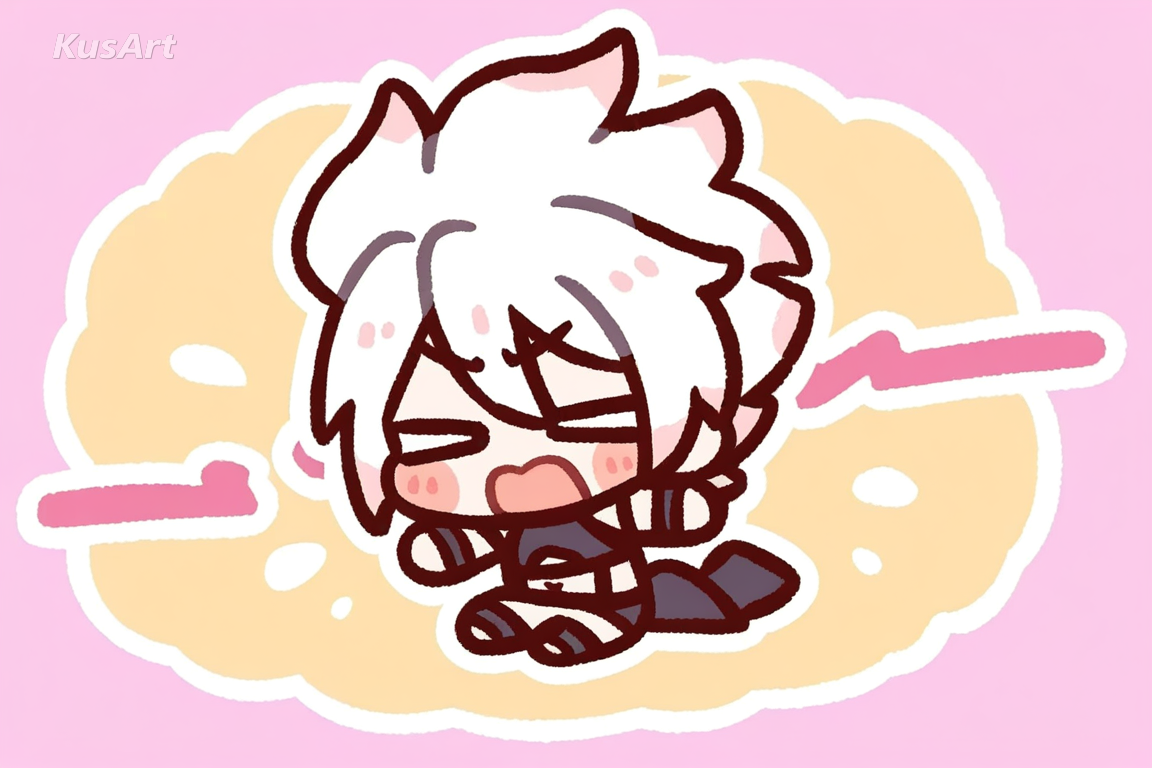 1girl, chibi bold reaction art, exaggerated expression, chibi anime style, thick outline, bold color, high quality, masterpiece