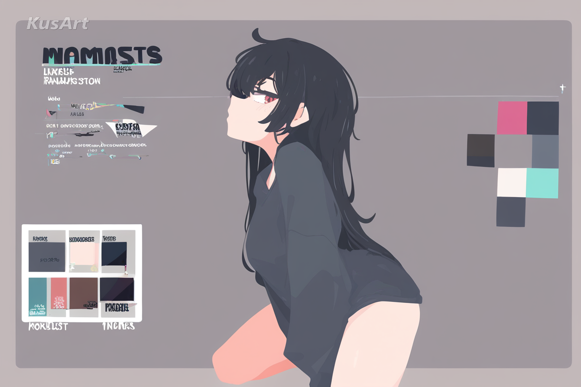 1girl, flat design style, minimalist character branding, clean geometric illustration, flat color blocks, high quality, masterpiece