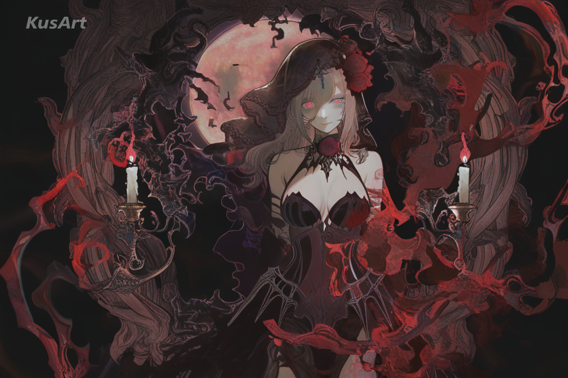 1girl, dark elegance style, dark fantasy art, gothic noble character, candlelit shadow, high quality, masterpiece
