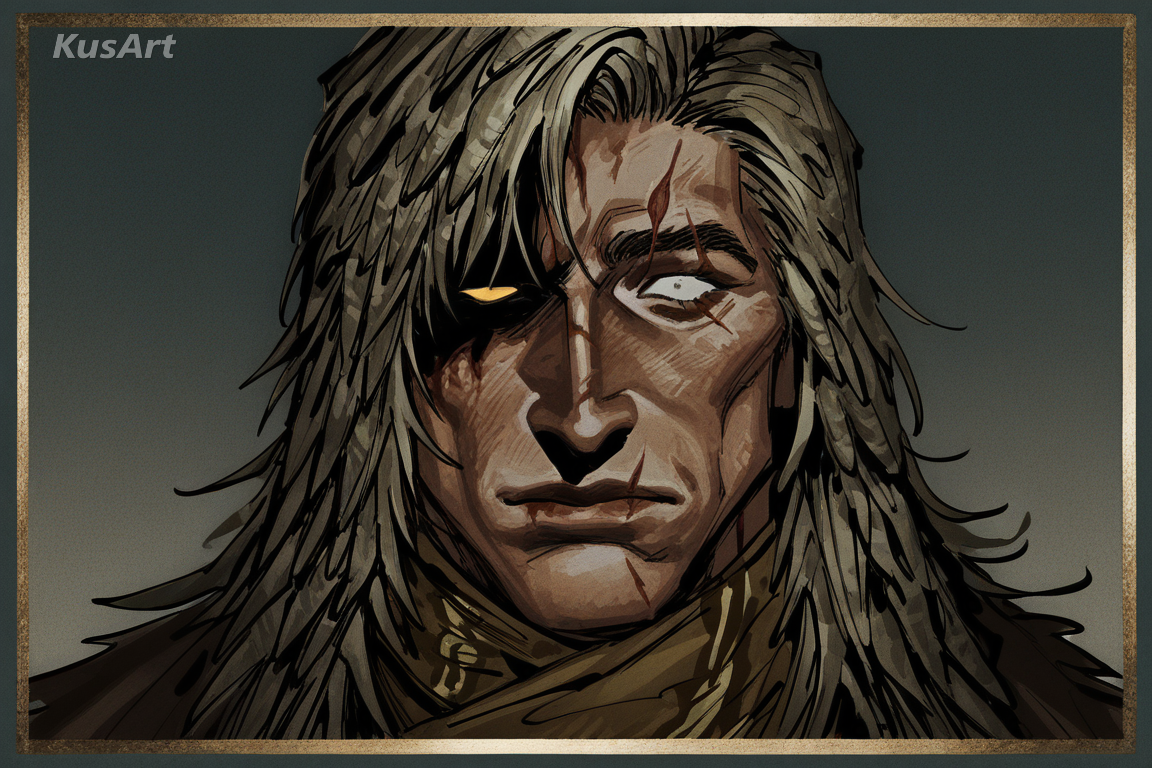 1man, grit realism art, scarred face, rough uneven skin texture, weathered portrait drawing, battle-worn character, detailed shading, high quality, masterpiece