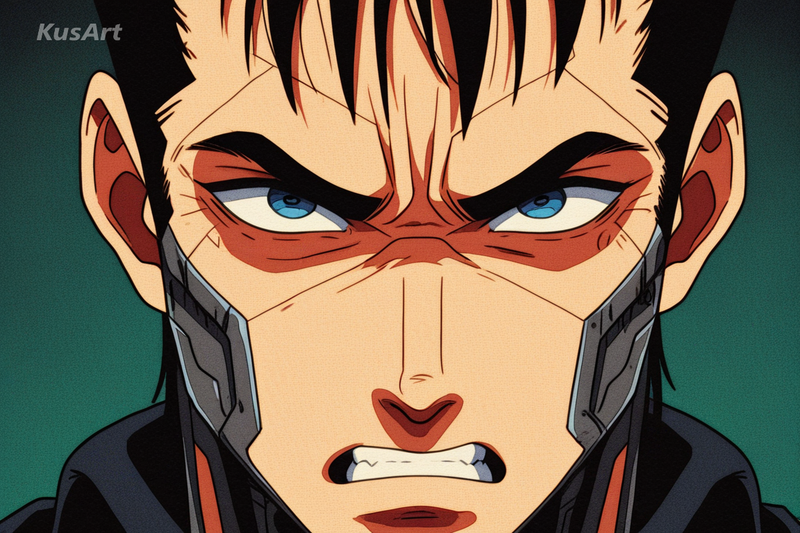 1boy, shonen boldness style, determined intense expression, gritted teeth, shonen anime, high quality, masterpiece