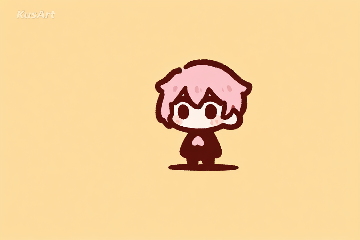 1girl, chibi bold, strong silhouette, bold shape design, chibi characters, thick outline, flat color, high quality, masterpiece