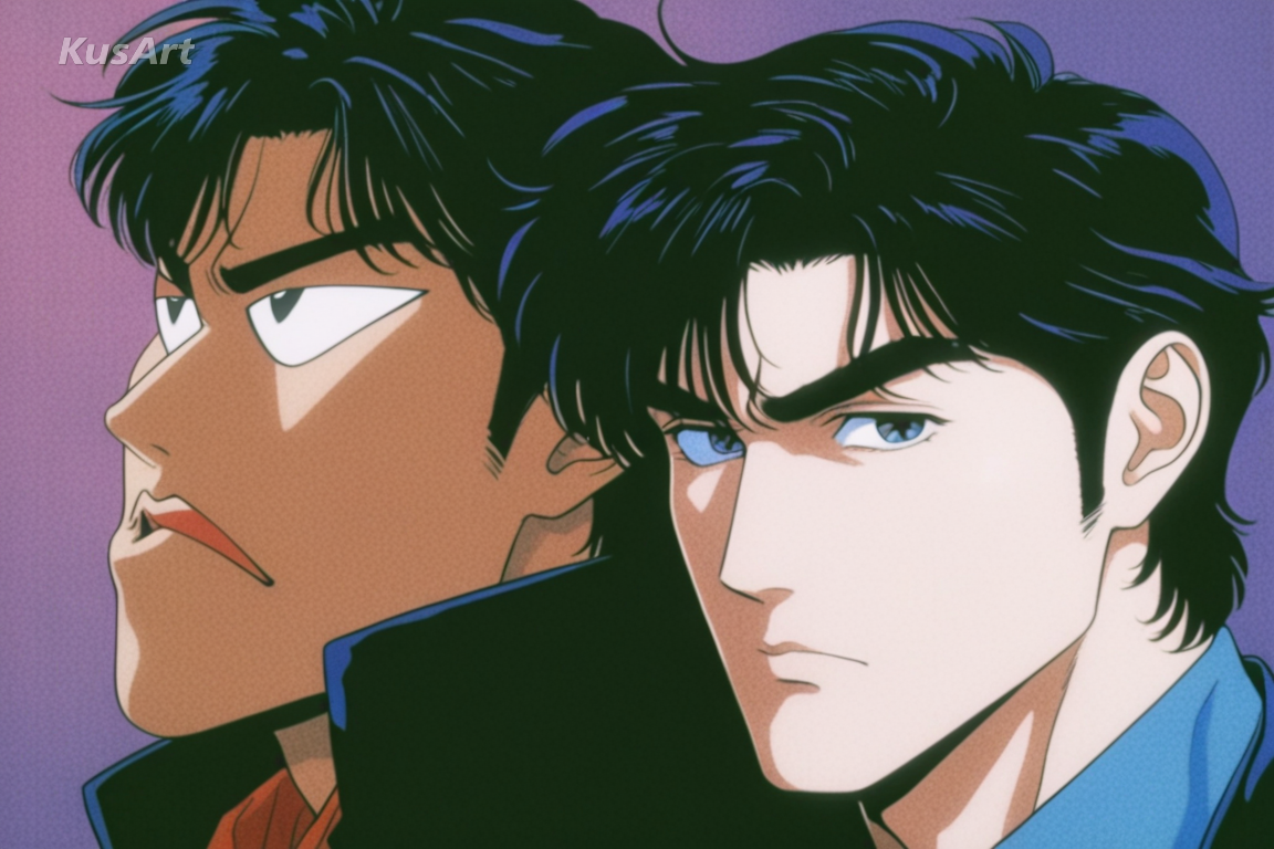 1boy, expressive angular face, 90s anime proportions, dramatic expression, retro anime character design, high quality, masterpiece