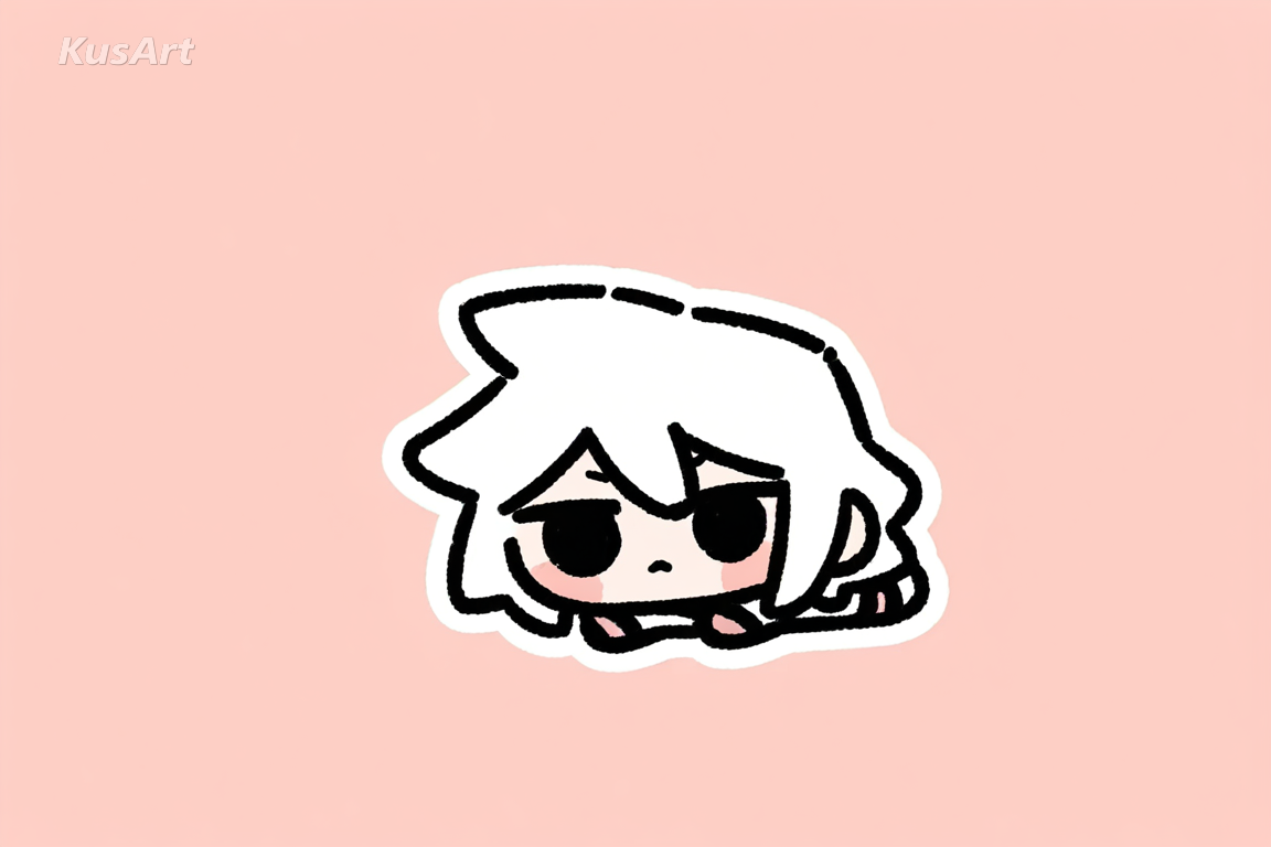 1girl, chibi bold sticker, thick outline, flat color, expressive chibi drawing, bold design, high quality, masterpiece