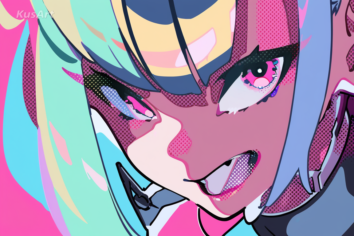 1girl, neo punk, sharp digital linework, crisp vector-style outlines, cyberpunk style character, bold shading, high quality, masterpiece