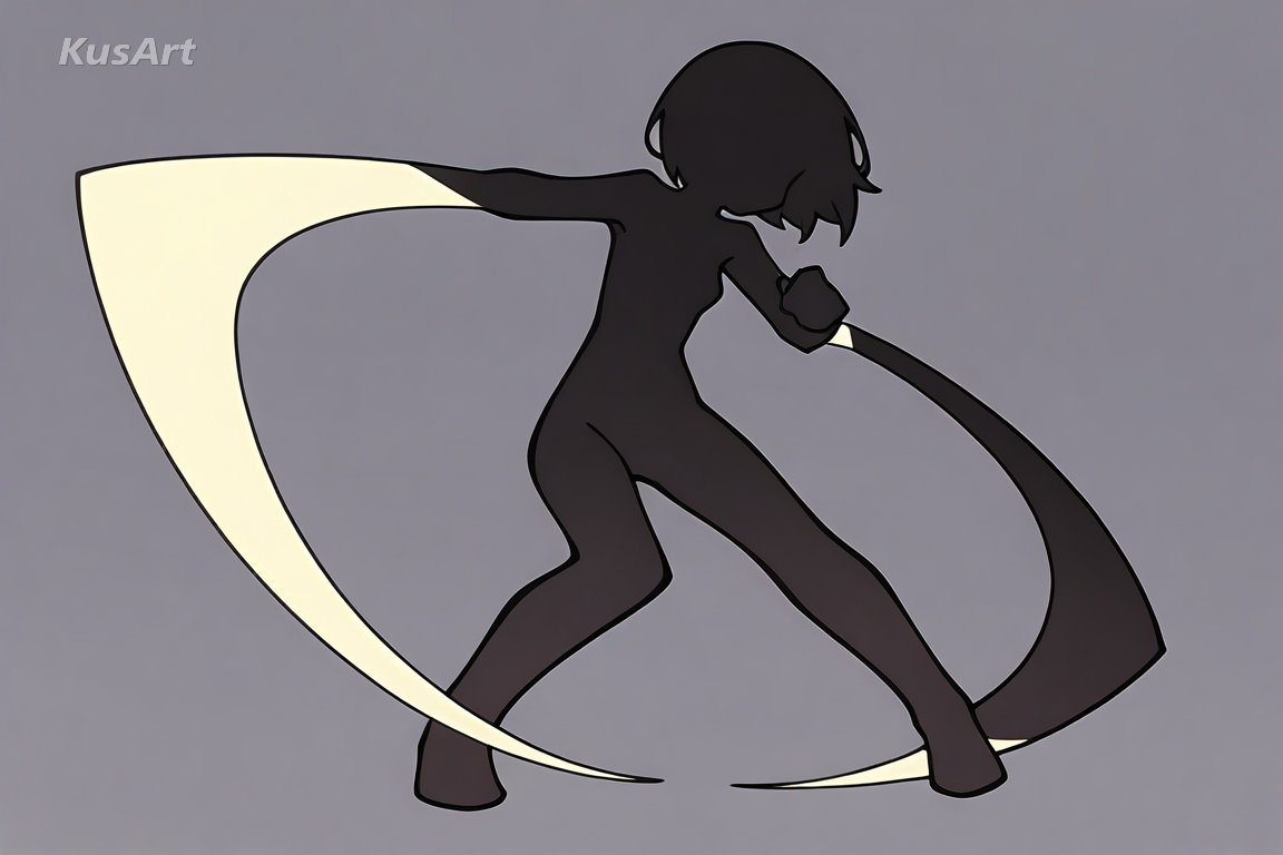 1girl, flat minimalist art, strong silhouette, graphic pose, minimal detail, bold shape design, high quality, masterpiece