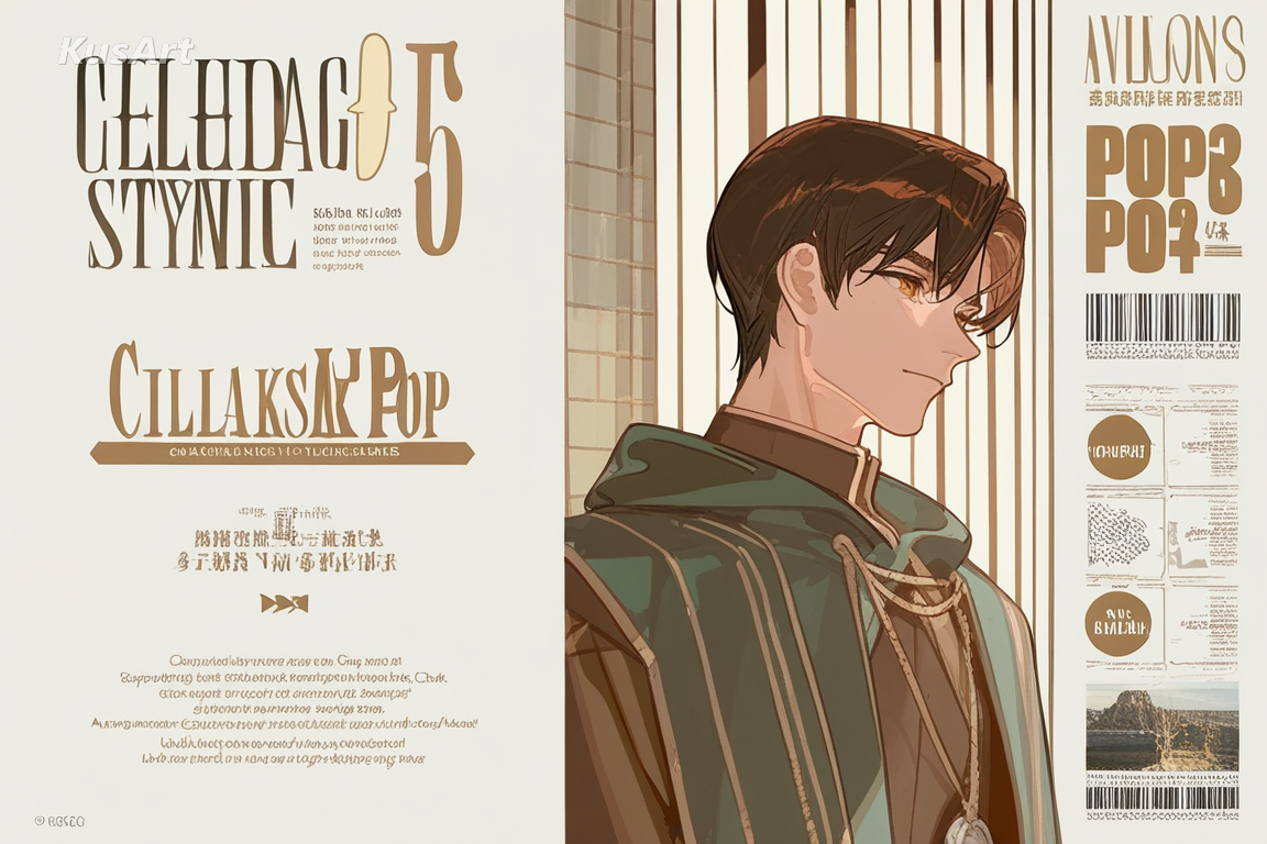 1boy, refined pop style, comic book art cover, pop art style, clean linework, high quality, masterpiece