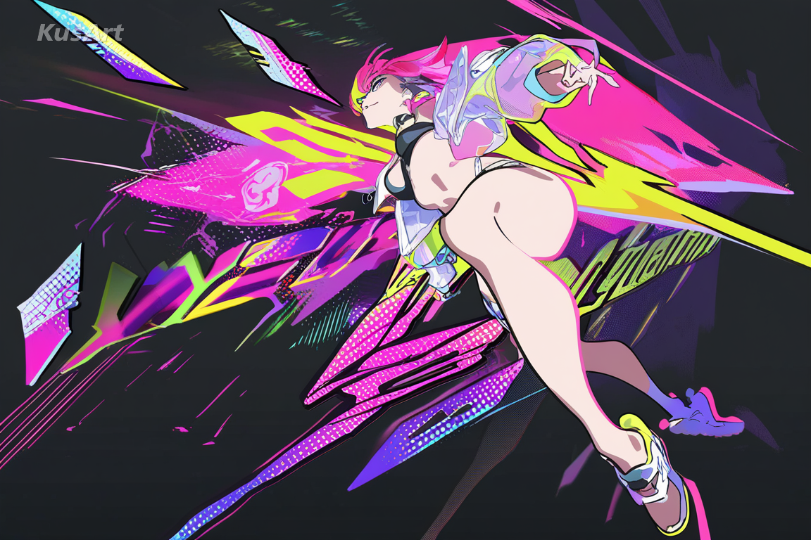 1girl, cyberpunk concept art, neo punk, bold contrast, neon color grading, sharp digital linework, high quality, masterpiece