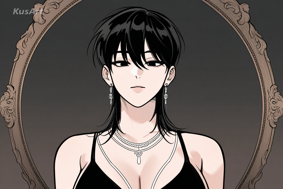 1girl, fashionable stylish outfit, glossy defined hair, charismatic manhwa character design, webtoon fashion, high quality, masterpiece