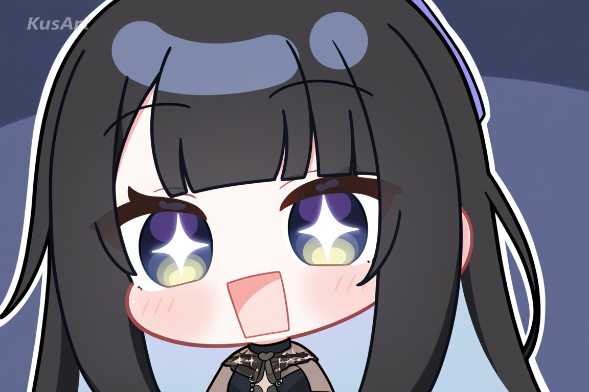 chibi character, large gradient sparkling eyes, glossy reflective eye highlights, kawaii anime stickers, big expressive eyes, high quality, masterpiece
