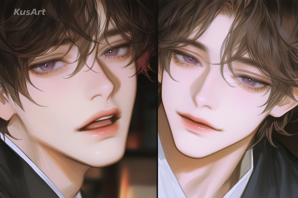 1boy, warm muted color palette, soft desaturated skin tone, blurred background, semi-realistic anime portrait, gentle color grading, high quality, masterpiece