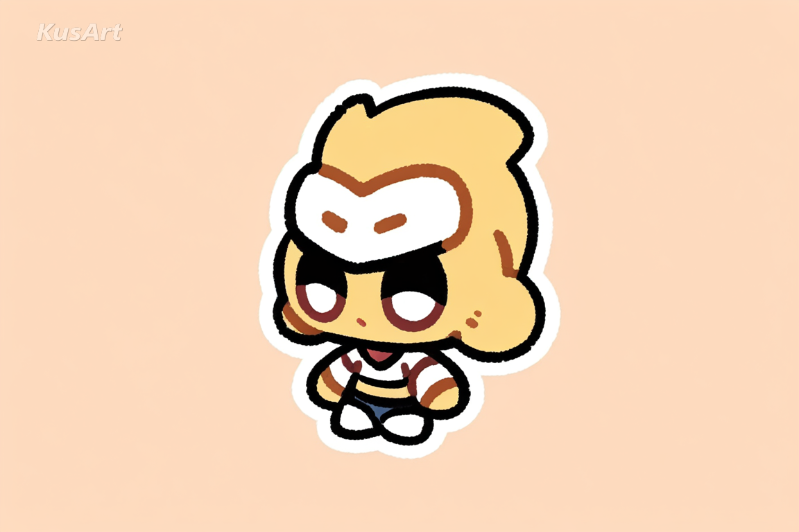 1girl, chibi bold mascot, bold flat color, thick outline, chibi characters, merch-ready design, high quality, masterpiece