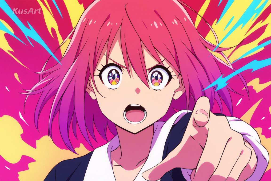 1girl, bold saturated color palette, comic art energy, vibrant pop art style, cartoon art, high quality, masterpiece