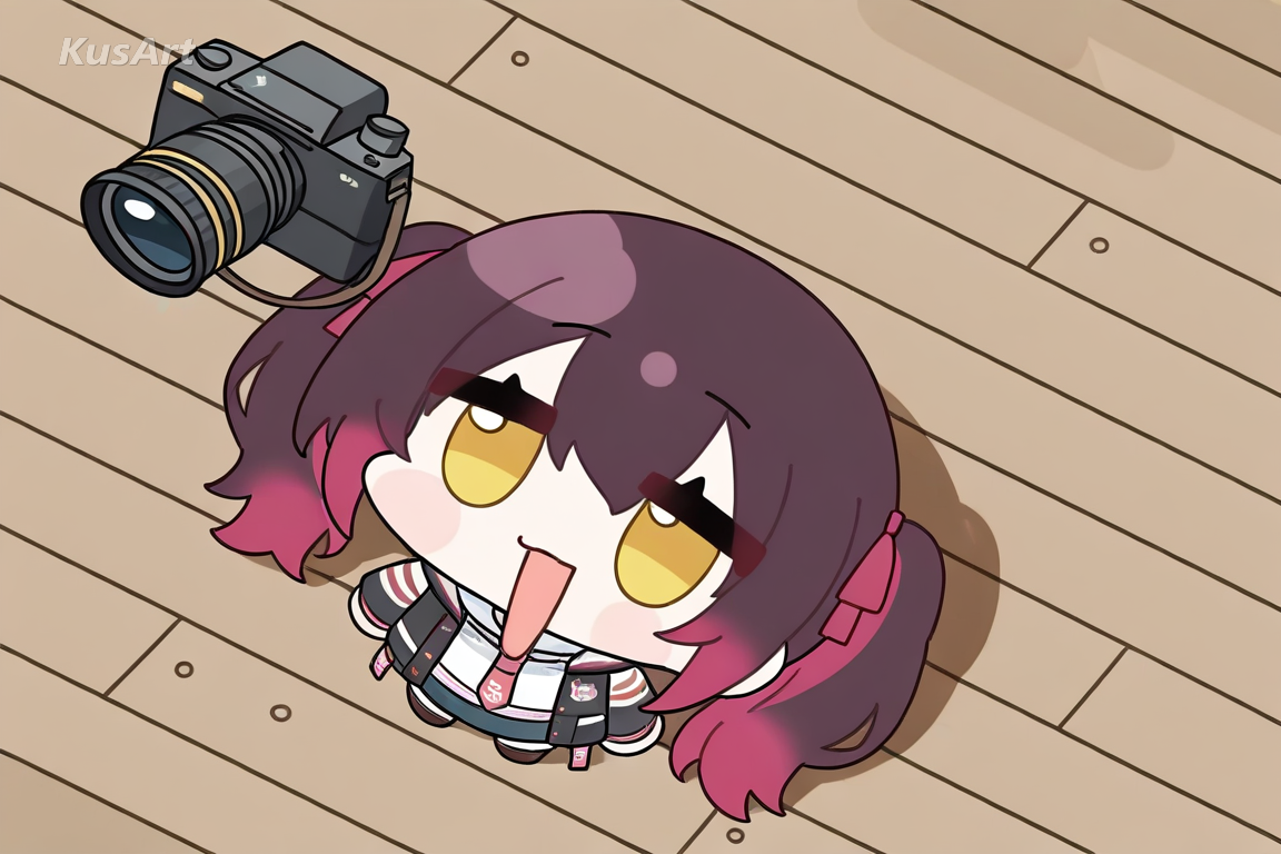 chibi character, low angle shot, ground level camera, looking up perspective, dynamic chibi framing, high quality, masterpiece