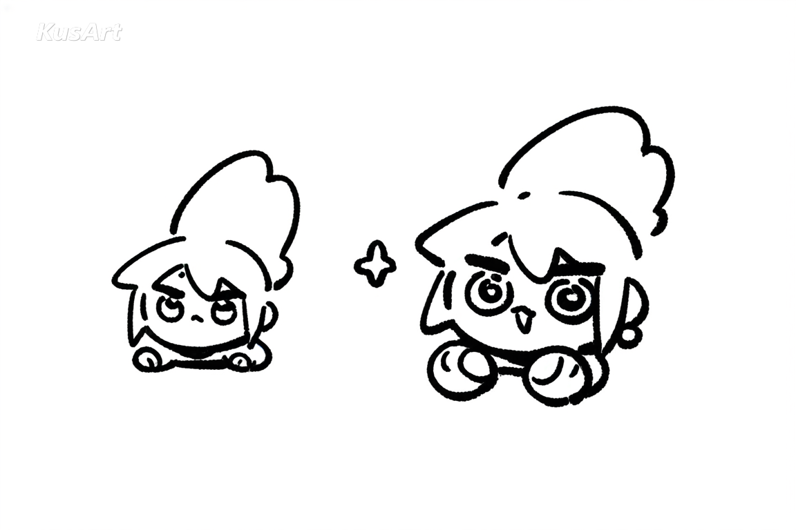 1girl, chibi bold, thick sketch-like outlines, rough hand-drawn linework, chibi drawing, energetic character, high quality, masterpiece