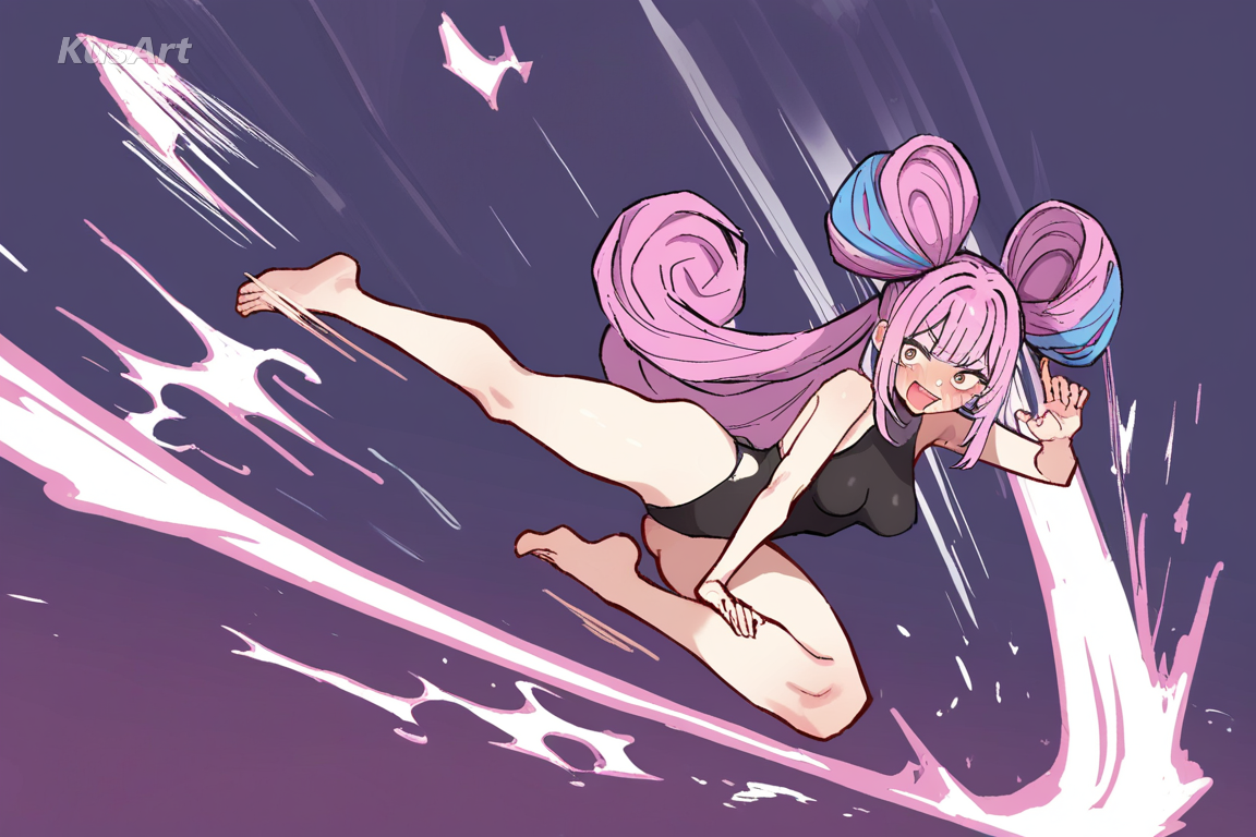 1girl, vibrant spicy pop style, dynamic action pose, motion-driven hair and fabric, colorful art, high quality, masterpiece