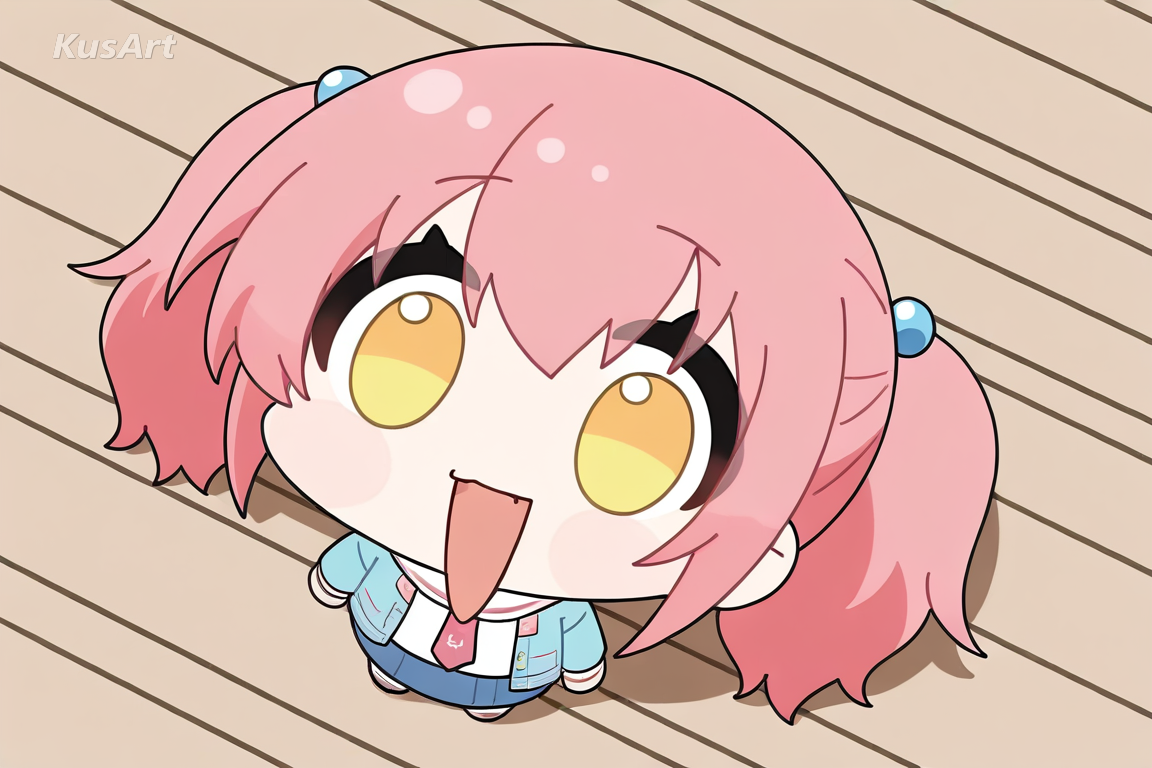 chibi character, exaggerated big head proportions, low angle foreshortening, cute chibi anime, wide eyes, high quality, masterpiece