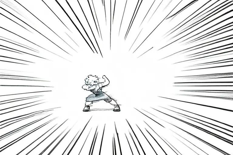 1girl, action movement, speed lines background, monochrome manga, motion effects, radial impact lines, cross-hatching texture, manga visual effects, dynamic illustration