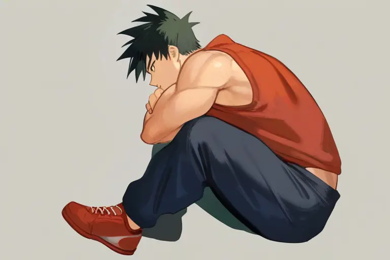 1boy, full body, athletic build, male focus, masculine proportions, broad shoulders, defined jawline, strong stance, proper male anatomy, handsome anime character