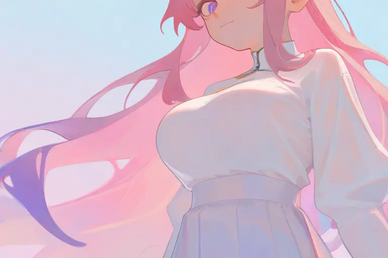 1girl, light-shadow boundary, faint rainbow edge fringing, hidden tone iridescent anime, subtle chromatic aberration, delicate color boundary, otherworldly edge effect, mysterious anime