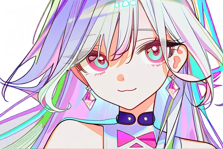 1girl, colorful outfit, vibrant jewel tones, polished render style, detailed accessories with metallic shine, gemstone earrings with light refraction, rich color palette, high contrast anime art