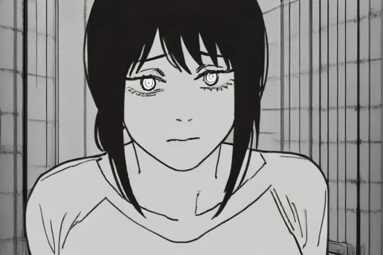 1girl, intense emotional expression, visceral feeling, chainsaw man manga, genuine emotion, contorted face, raw feeling, uncomfortable intensity, emotional manga art