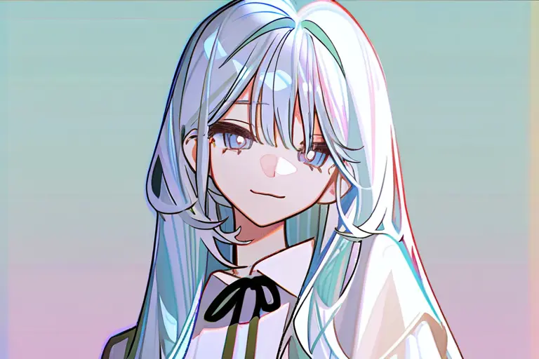 1girl, character portrait, upper body, polished render style, detailed eyes, soft smile, modern casual outfit, clean background with soft gradient, avatar quality, high detail anime