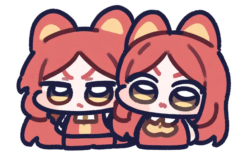 1girl, chibi emoji set, multiple expressions, sticker pack layout, chibi emoji style, consistent character design, various emotions, messaging sticker quality, anime sticker pack
