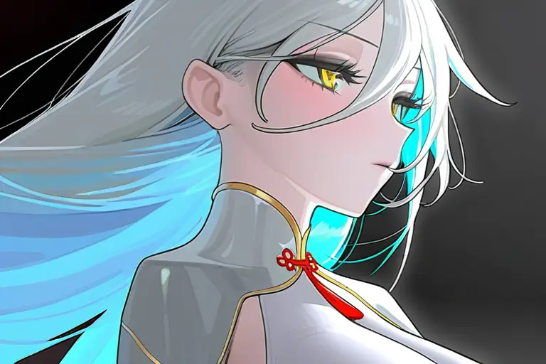 1girl, glossy hair highlights, smooth skin rendering, luminous quality, light reflections on hair, polished anime illustration, gradient shading, detailed lighting, vibrant, high quality