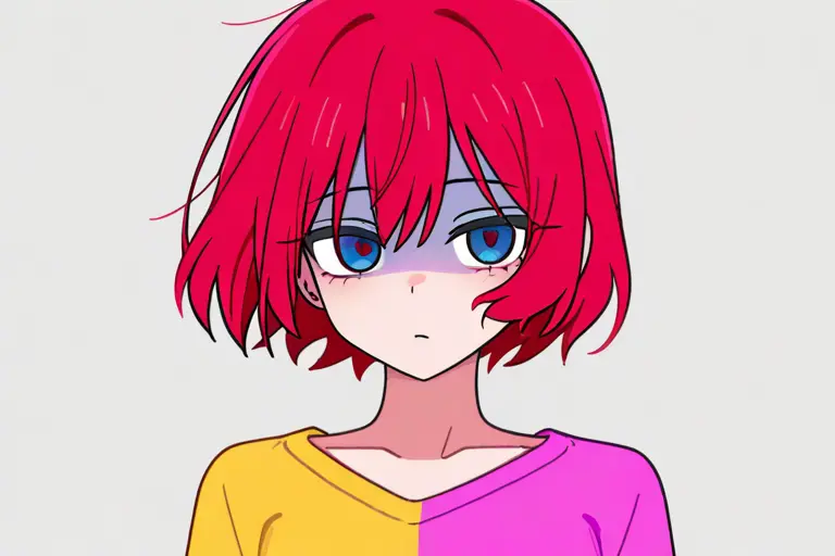 1girl, colorful outfit, traditional anime color palette, cel shaded anime, classic color conventions, beautiful anime colors, genre-standard palette, bold clean coloring