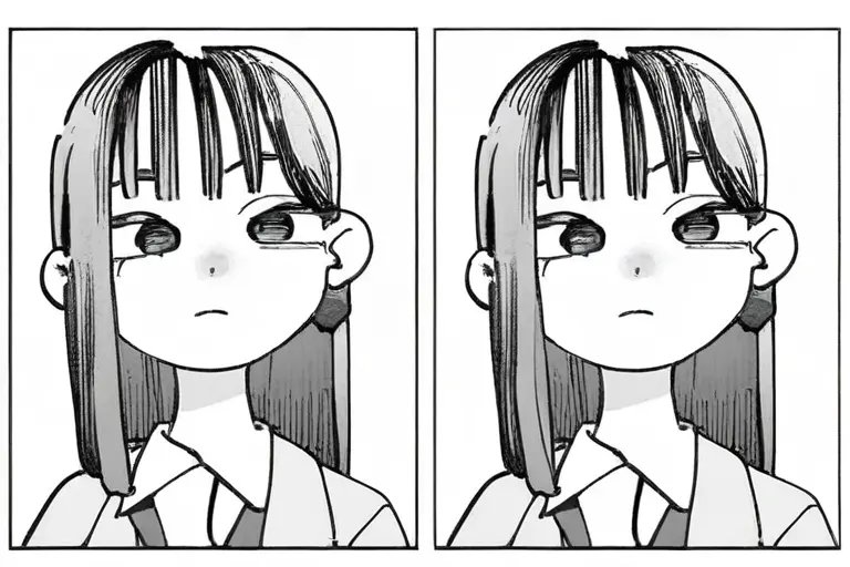 1girl, manga panel composition, monochrome manga, publication-ready quality, screentone shading, professional inking, manga page layout, comic panel illustration
