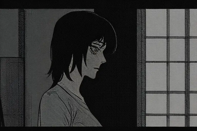 1girl, dark fantasy scene, chainsaw man manga, horror atmosphere, gritty dark art, visceral visual impact, action horror manga, intense dark illustration