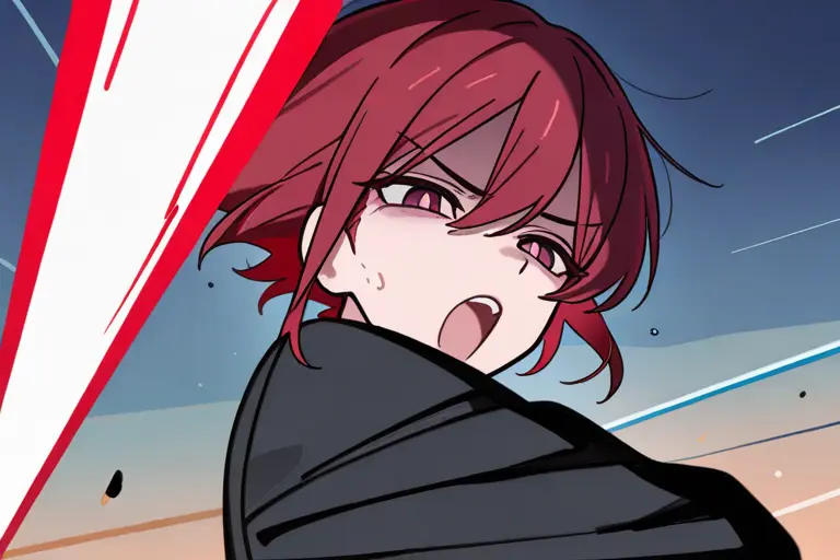 1girl, dynamic action pose, cel shaded anime, animation-ready art, storyboard quality, motion-friendly design, classic anime action frame, production quality