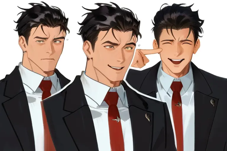 1boy, expressive face, gentle smile, male focus, emotional depth, warm expression, nuanced male emotion, handsome anime portrait, character personality