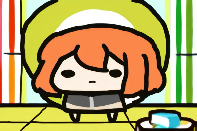 1girl, full body chibi, oversized head, tiny body, stubby limbs, chibi dot eyes style, perfect chibi proportions, compact character design, cute anime chibi
