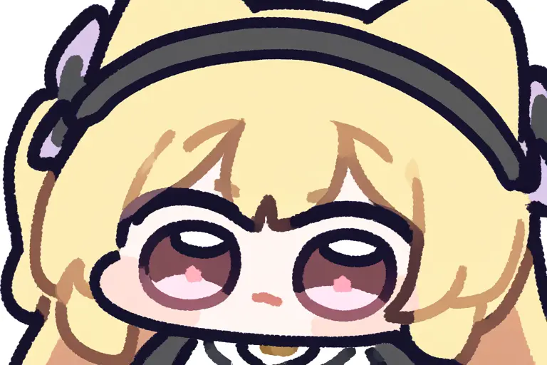 1girl, chibi emoji, bold clean outline, sticker-ready design, chibi emoji style, scalable character, clear at small size, clean edge design, cute anime sticker