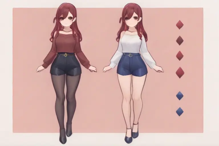 1girl, detailed flowing hair, stylized casual outfit, MiSide style, hair color variations, dynamic hair movement, cute outfit details, blend of casual and fantasy, anime