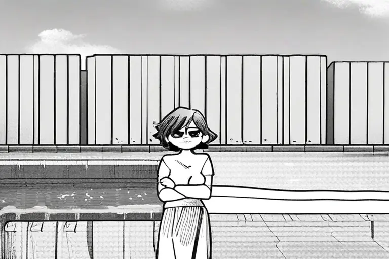1girl, webtoon style panel, monochrome manga, mobile-optimized composition, clean line art, screentone shading, online comic quality, digital manga