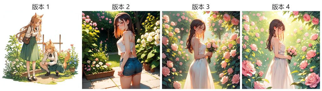 提示词版本 1→4 递进对比