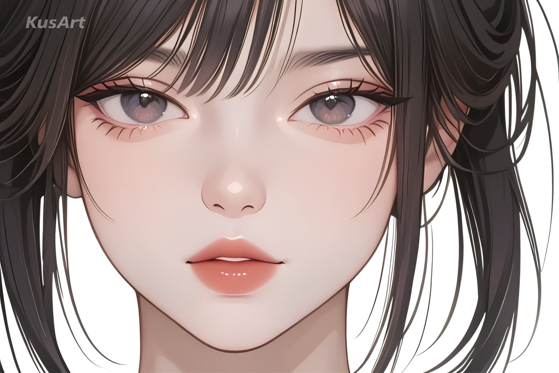 close-up portrait, sculpted facial structure, defined brow and jaw, cheekbones catching light, painted rendering, Korean art style, high quality, masterpiece