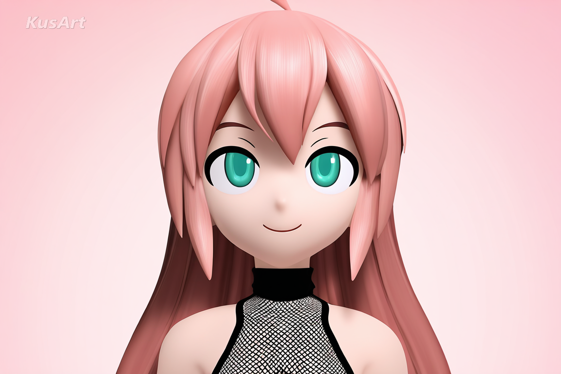 avatar concept, front facing, mesh style hair, volumetric clothing, toon shaded 3D render, neutral backdrop, high quality, masterpiece