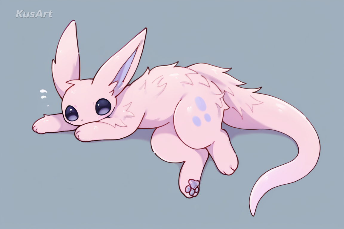creature design, pastel body colours, single saturated accent marking, flat cel shading, clean background, high quality, masterpiece