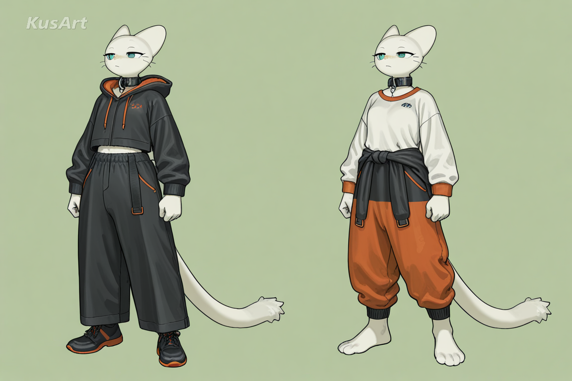 clothed anthro character in full colour, layered outfit over fur, compression at collar and waist, full body, painted rendering, high quality, masterpiece