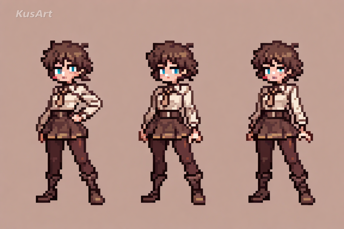 1girl pixel art character avatar in full colour, small profile icon, bold silhouette, limited palette, crisp at small size, retro game sprite, clothed, high quality