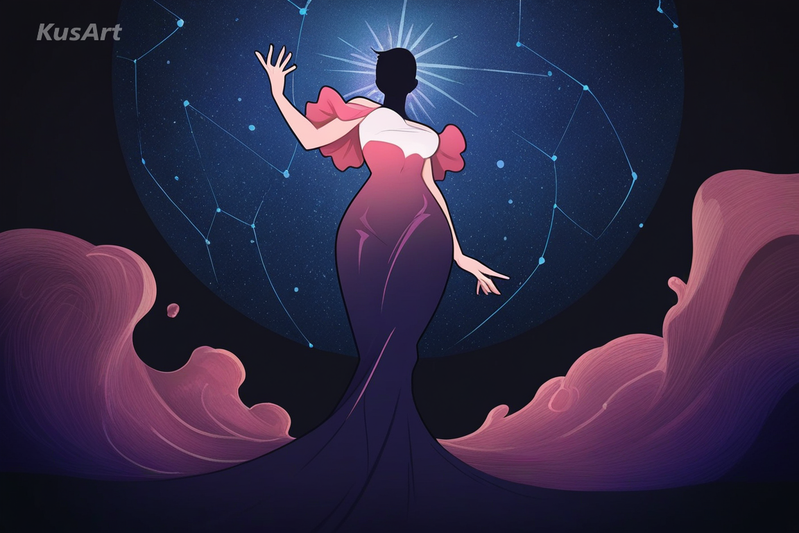 1girl in a flowing dress standing against a bold flat colour field, striking silhouette, high saturation clashing colour poster art, bold graphic shapes, dramatic composition, fully clothed, covered shoulders and chest, face and head fully visible, full body in frame, beautiful, appealing, well composed, high quality, masterpiece
